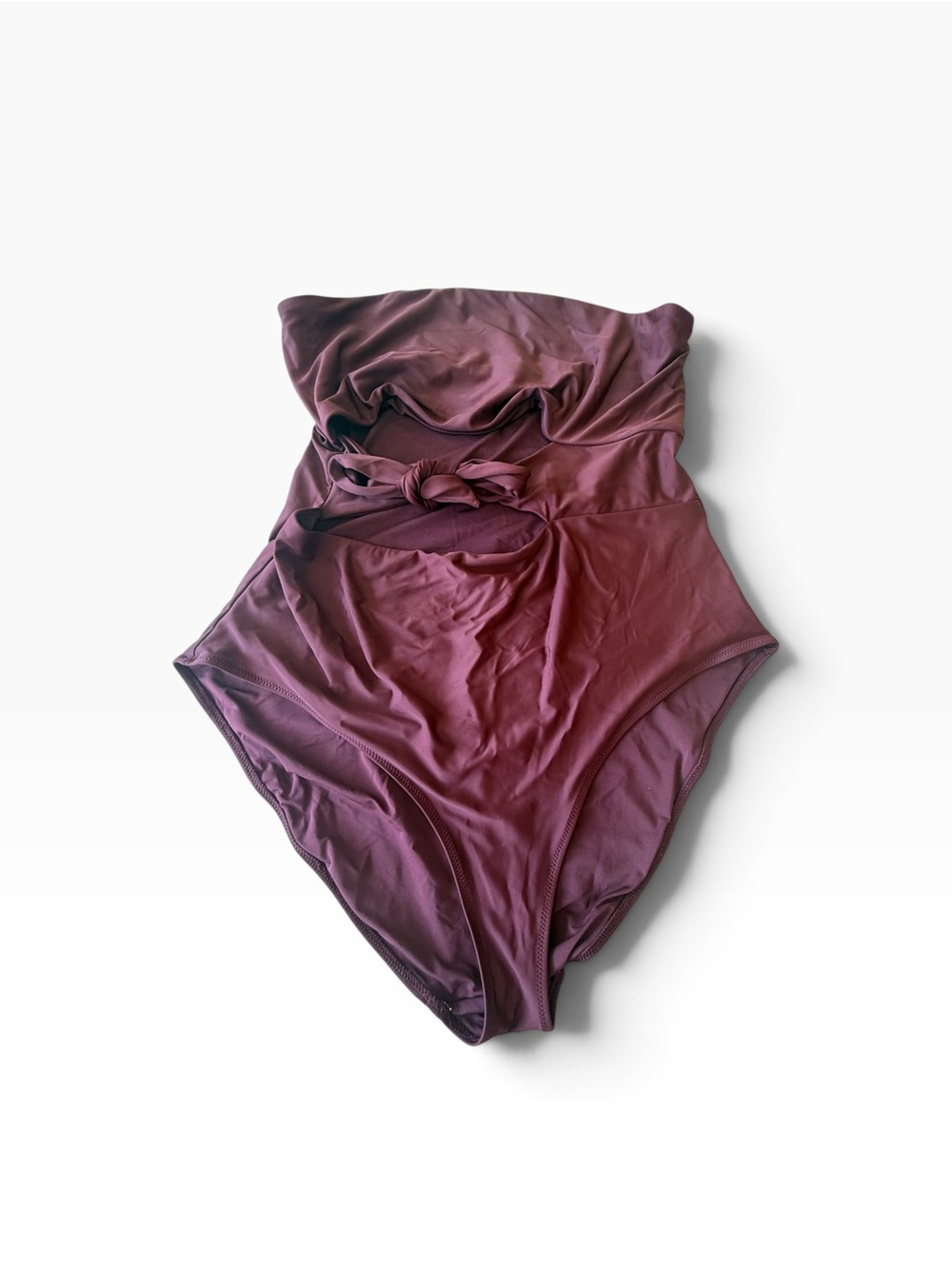 aerie Strapless Tie-Front One-Piece Swimsuit — Plum